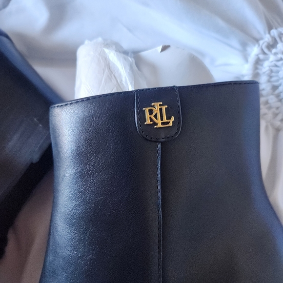 Lauren Ralph Lauren Shaley Wedge Ankle boots in black leather size 6B - Picture 5 of 11